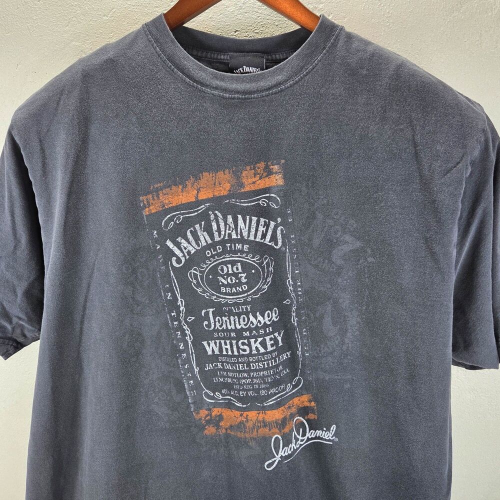 Jack Daniels Old No 7 Faded Black Whiskey Graphic Tee Sz 2XLT